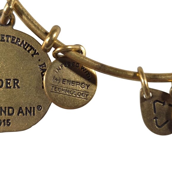 Alex & Ani Gold-Tone Charm Bangle Bracelet Charms Regeneration Eternity Faith - Picture 3 of 7